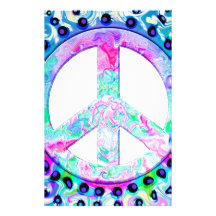 Psychedelic Peace Sign Abstract Custom Stationery