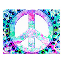 Psychedelic Peace Sign Abstract Custom Announcement