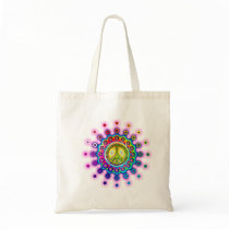 PSYCHEDELIC PEACE SIGN CANVAS BAG