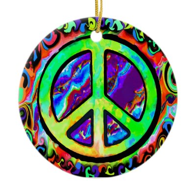 Psychedelic Peace Sign Christmas ornaments