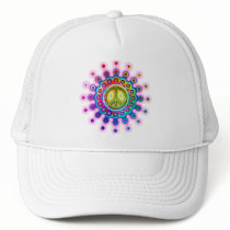 PSYCHEDELIC PEACE SIGN TRUCKER HAT