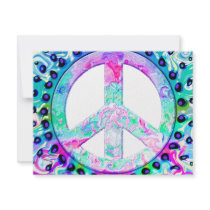 Psychedelic Peace Sign invitations by makelovenotwar Psychedelic Peace Sign invitations