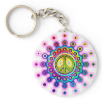 PSYCHEDELIC PEACE SIGN KEY CHAINS
