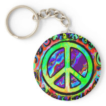 Psychedelic Peace Sign Keychains