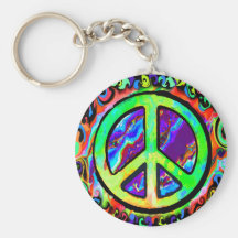Psychedelic Peace Sign Keychains