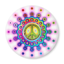 PSYCHEDELIC PEACE SIGN REFRIGERATOR MAGNET
