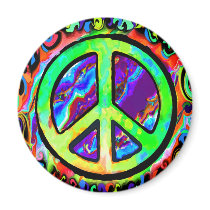 Psychedelic Peace Sign Magnet