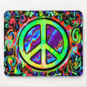 Psychedelic Peace Sign mousepads by makelovenotwar Psychedelic Peace Sign mousepads