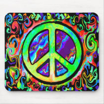 Psychedelic Peace Sign mousepads by makelovenotwar Psychedelic Peace Sign mousepads