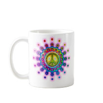 PSYCHEDELIC PEACE SIGN COFFEE MUG
