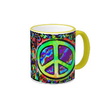 Psychedelic Peace Sign Mugs