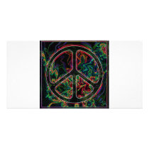 psychedelic peace sign custom photo card