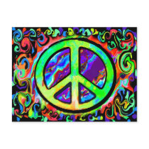 Psychedelic Peace Sign postcards by makelovenotwar Psychedelic Peace Sign postcards