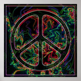 psychedelic peace sign poster print