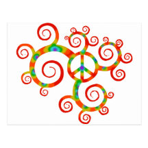 Psychedelic peace symbol. post card