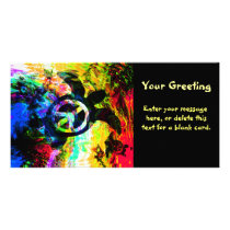 Psychedelic Peace Turtle Custom Card Customized Photo Card