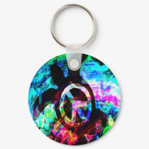 Psychedelic Peace Turtle Keychain