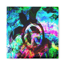 Psychedelic Peace Turtle Magnets