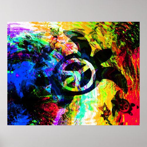 Psychedelic Peace Turtle Poster print