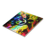 Psychedelic Peace Turtle Tile