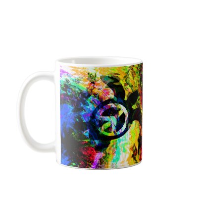 Psychedelic Peace Turtles Mugs by wingedturtle