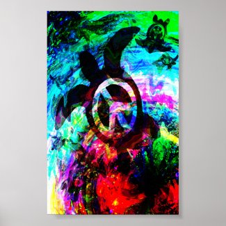 Psychedelic Peace Turtles print