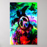 Psychedelic Peace Turtles Poster