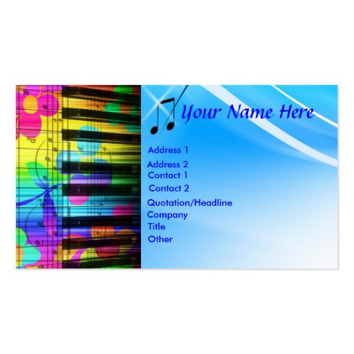 Psychedelic Piano Keyboard and Flowers Business Cards