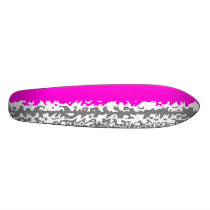 Psychedelic pink and gray stripes skate board