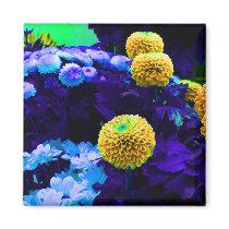 Psychedelic pop flowers magnets