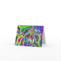 Psychedelic Pug #4 Blank Note Card