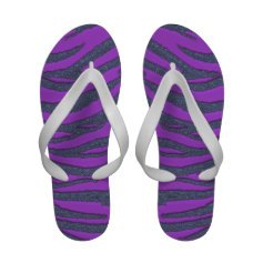 Psychedelic Purple Black Glitter Tiger Flip Flops