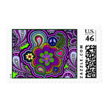 Psychedelic Purple Paisley Postage