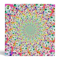 Psychedelic Rainbow Eyes Mandala 3 Ring Binder