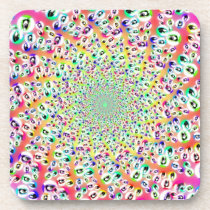 Psychedelic Rainbow Eyes Mandala Beverage Coasters