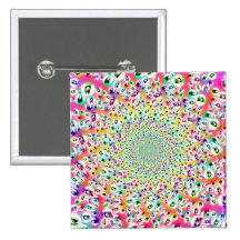Psychedelic Rainbow Eyes Mandala Button