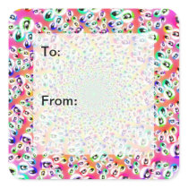 Psychedelic Rainbow Eyes Mandala Square Stickers