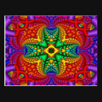 Psychedelic Rainbow Fractal postcards
