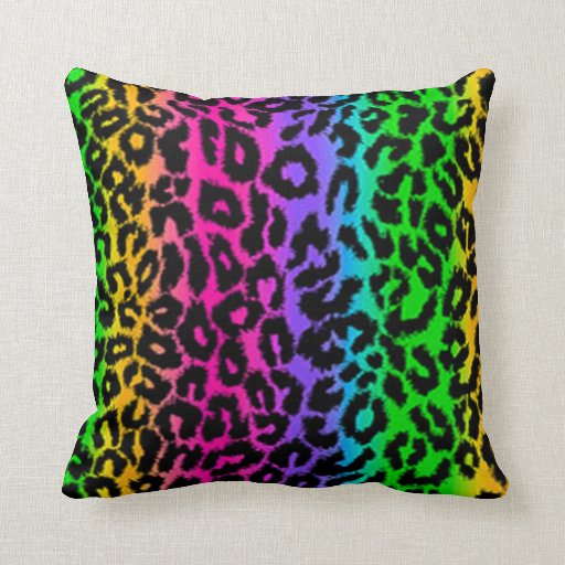 Psychedelic Rainbow Leopard Animal Print Pillow Zazzle