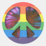 Psychedelic RainBow Peace Symbol Stickers