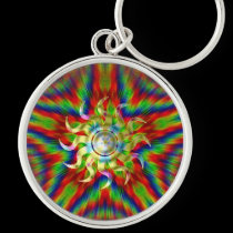 Psychedelic Rainbow Star Sunshine Keychain