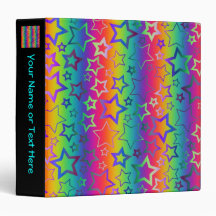 Psychedelic Rainbow Stars Binder