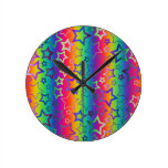 Psychedelic Rainbow Stars Clocks
