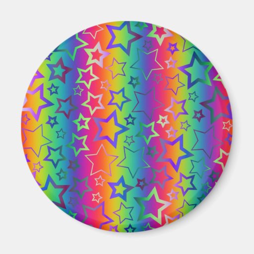 Psychedelic Rainbow Stars Fridge Magnet