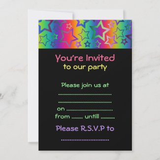 Psychedelic Rainbow Stars Personalized Announcement