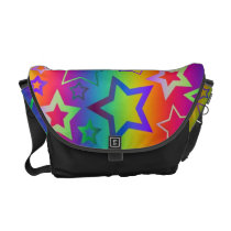 Psychedelic Rainbow Stars Courier Bag