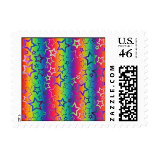 Psychedelic Rainbow Stars Postage