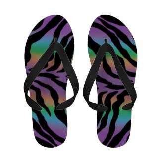 Psychedelic Rainbow Zebra Magic  Flip Flops