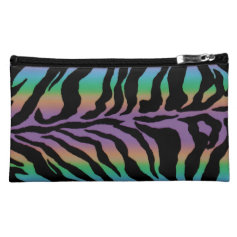 Psychedelic Rainbow Zebra Party Purse Cosmetics Bags