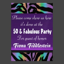 Psychedelic Rainbow Zebra Stripe Fun Collection invitations